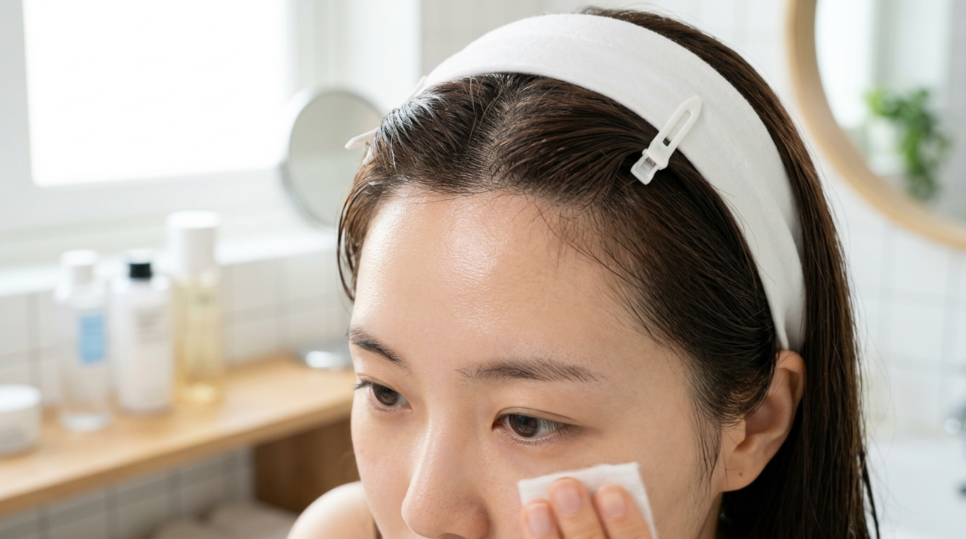 지성 두피 앞머리 떡짐 원인이 되는 이마 유분과 모발 접촉면을 관리하는 스킨케어 흡수 단계